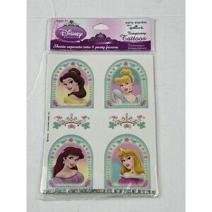 Disney Princess by Hallmark Temporary Tattoos- 2 Sheets 4 Party Favors
